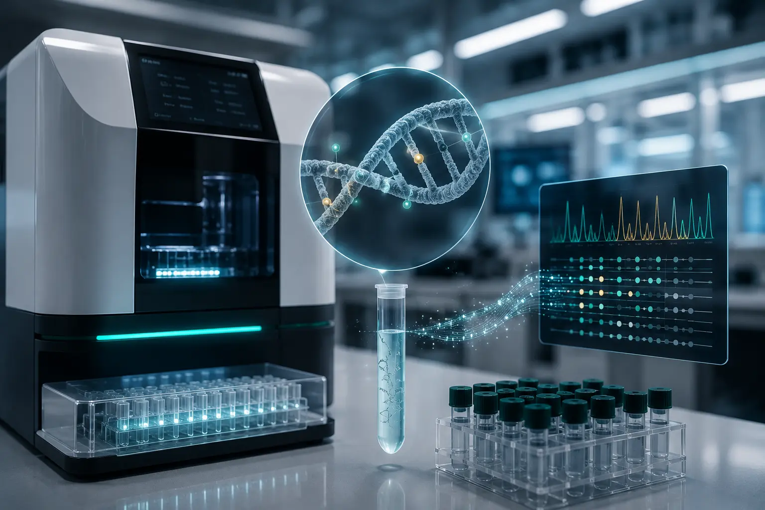 Laboratory analyzer with DNA methylation signal visualization and data readout