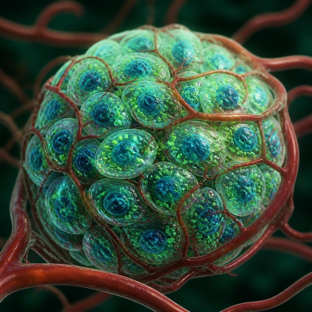Healthy pancreatic islet illustration