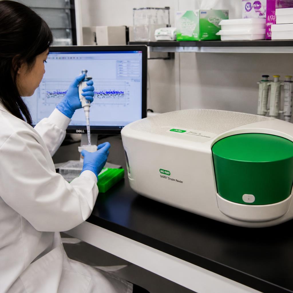 Digital droplet PCR instrument processing molecular samples